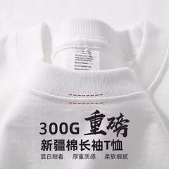 300 グラムヘビーウェイトピュアコットンラウンドネック長袖 Tシャツ男性と女性のための無地ルーズカジュアル大きいサイズボトム Tシャツトップトレンディなブランド