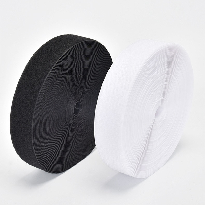现货黑色尼龙子母魔术贴粘扣带服装箱包辅料织带混纺魔术贴不抓毛
