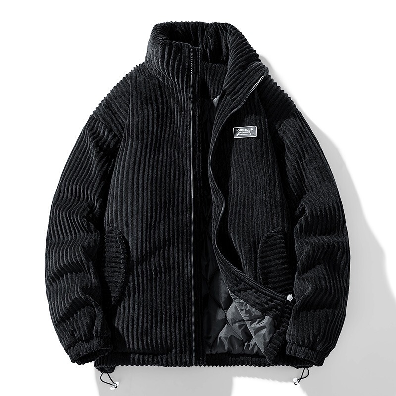 Cross-Border Autumn and Winter New Fashion Casual Trendy American Retro Thickened Couple Stand Collar Warm Corduroy Cotton Coat