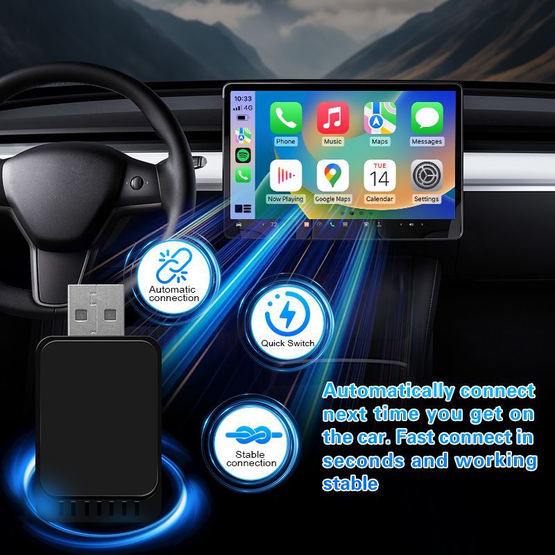 Car-Mounted Multifunctional Adapter, Wireless Carplay Screen Mirroring Device, Cross-Border Export Product
