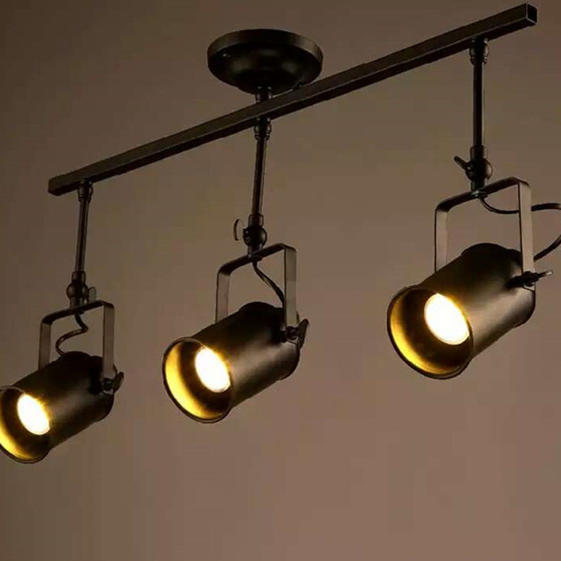 美式复古吸顶射灯 铁艺创意个性吧台服装店筒灯轨道工业风吊灯