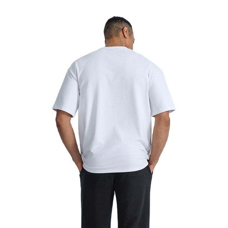 カスタムメイドの欧米風ゆったりオーバーサイズスポーツフィットネスTシャツ、トレンドブランド、厚手、ドロップショルダー、メンズTシャツ|undefined