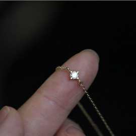 S925纯银单钻手链女款镀14k金日韩简约ins风小众网红小红书热卖款