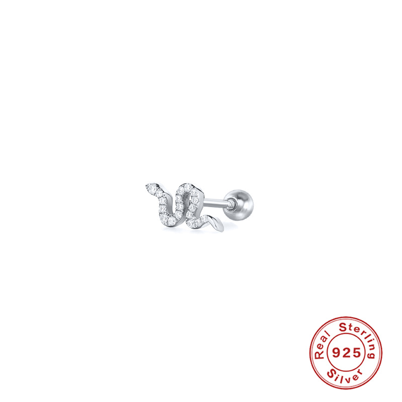 Femmes Mode Serpent Argent Sterling Oreille Goujons Plaqué Or Zircon 925 Argent Boucles D'oreilles display picture 5