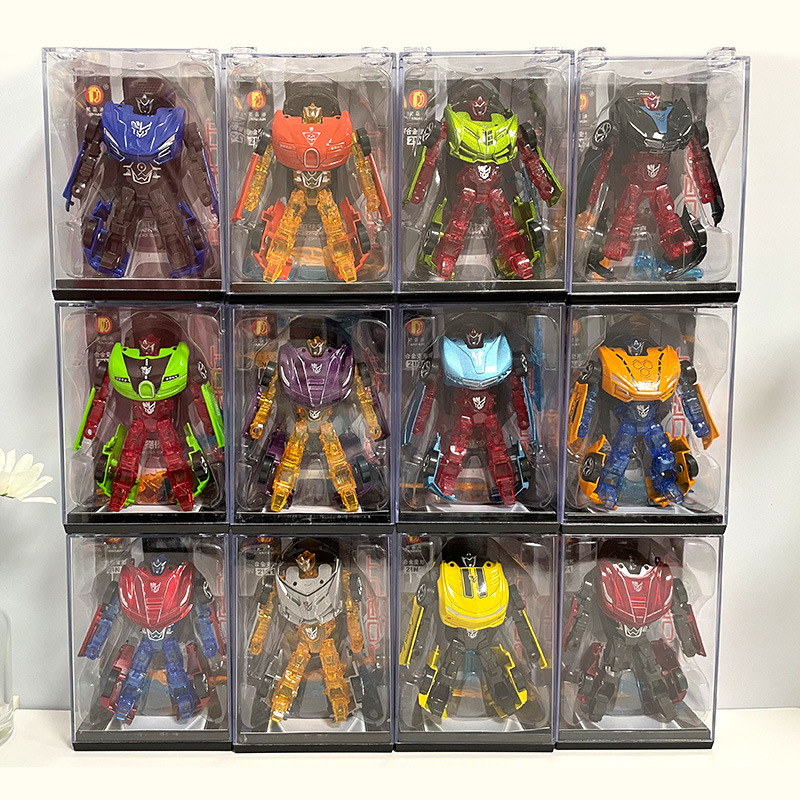 1:43 large deformation robot alloy car sliding toy transparent building block box children gift toy car wholesale