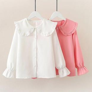 Girls' Long Sleeve Shirt Doll Collar Autumn New Arrival Large and Large Children's Western Style Little Girl Button White Shirt Spring and Autumn