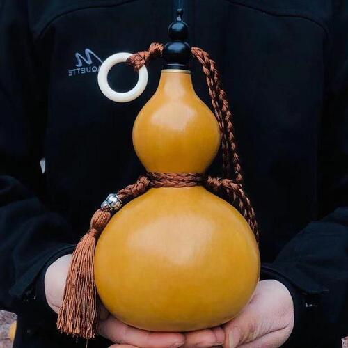 Natural wine gourd, feng shui gourd, wine pendant, copper mouth plastic plug, beeswax anti-seepage, antique real gourd