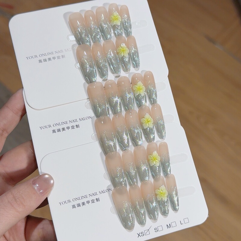 【Lemon Sea Salt】Mint Green Sea Wave Plumeria Cat's Eye Handmade Wearable Nail Art Stickers Nail Art Dried Flowers 【Lemon Sea Salt】Mint Green Sea Wave Plumeria Cat's Eye Handmade Wearable Nail Art Stickers Nail Art Dried Flowers