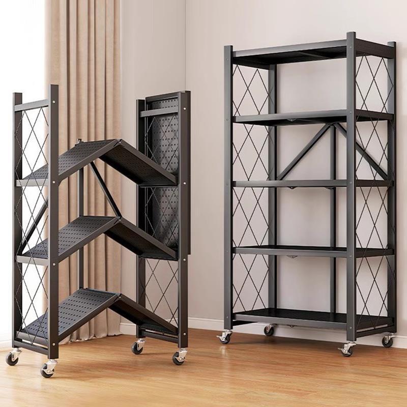 Estante de almacenamiento plegable sin instalación cocina sala de estar carro estante de almacenamiento montado en el piso estante de almacenamiento móvil de múltiples capas