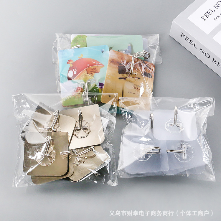 10 bolsas de adhesivo sin perforación gancho transparente de pared sin rastro gancho adhesivo de cocina puerta de baño fuerte gancho adhesivo