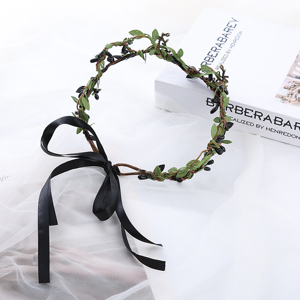 Crown Mori's leaves hair hoop Flower ring bride bridesmaid head…
