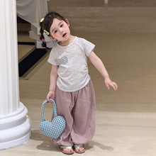 蔗梨童装女童套装短袖夏薄款2026休闲儿童衣服A类女宝宝t恤防蚊裤