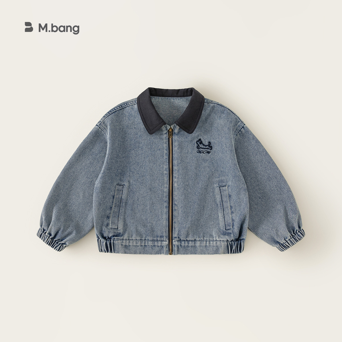 Youbao children's clothing retro boys' denim jacket with a turn-down collar, trendy children's top, large children's denim jacket, loose-fitting girls' coat