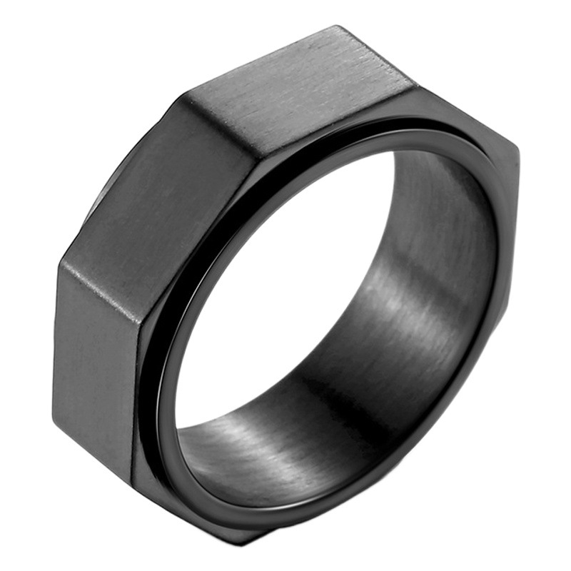 INS nicho personalidad octogonal tuerca de acero de titanio anillo giratorio aliviar la ansiedad descompresión estilo neutro pulsera de seis lados