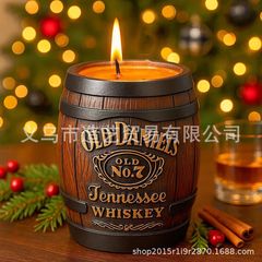 跨境热销Jack Daniel Bucket Christmas Candles圣诞摆件礼物