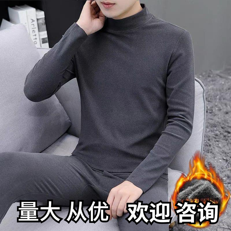37-degree Constant Temperature Men's Self-heating Thermal Underwear suit Slim-fit Backing Cotton Sweater Fleece Thickened Autumn Clothes and Pants