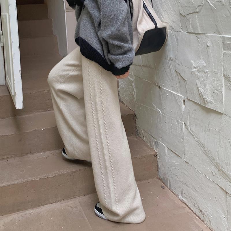 Kaning Braided Twist Hip-Covering Knit Wide-Leg Pants for Women 2026 Autumn and Winter High-Waisted Drapey Floor-Length Casual Straight Pants Kaning Braided Twist Hip-Covering Knit Wide-Leg Pants for Women 2026 Autumn and Winter High-Waisted Drapey Floor-Length Casual Straight Pants