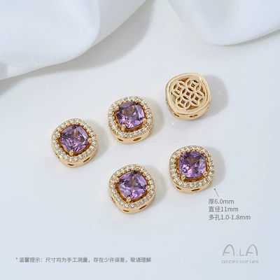 Wholesale 14K Gold-Plated Silver-Plated: Zərgərlik ara hissələri - z448-6-b-type-14k-purple-zirconium-1-piece