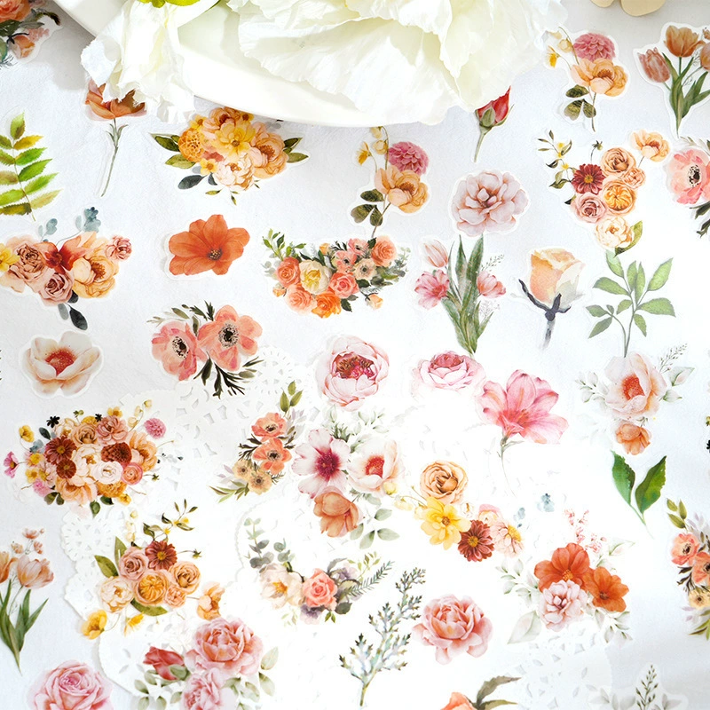 Сумеречная горная цветочная дикая серия PET стикер сумка легкий ретро цветок ручной счет DIY декоративные наклейки 100 штук в 6 моделей