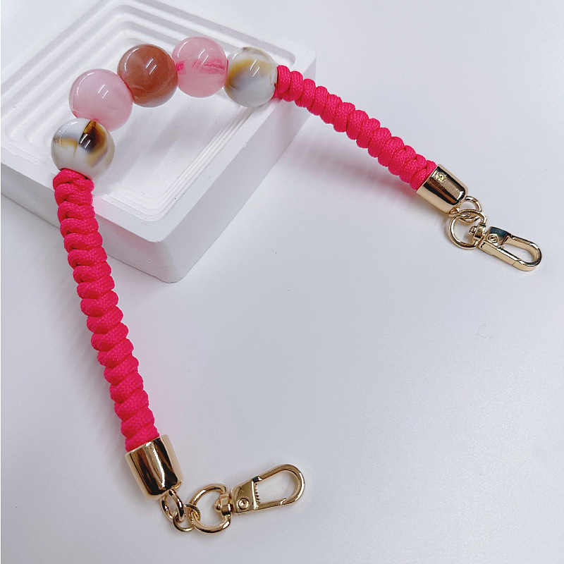 Key Lanyard Pendant with Beads, Geometric Pattern Handbag Strap, Compatible with Longchamp Mini Bag Strap