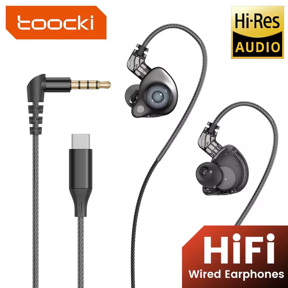 Toocki 3.5mm Plug-In Hifi E-Sports Gaming Wired Headset High-Fidelity Mobile Phone Computer Typec Headset