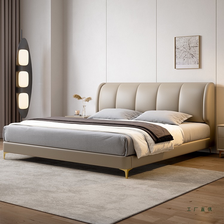 现代简约真皮床2025新款主卧大床高端大气软包实木床1.8米双人床
