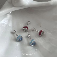 ハロー6月カラー桃心ブルーレッド滴ゴム愛耳釘耳骨釘耳