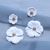 Cute fresh earrings, double-layer spray paint, European style, flowered, Japanese and Korean