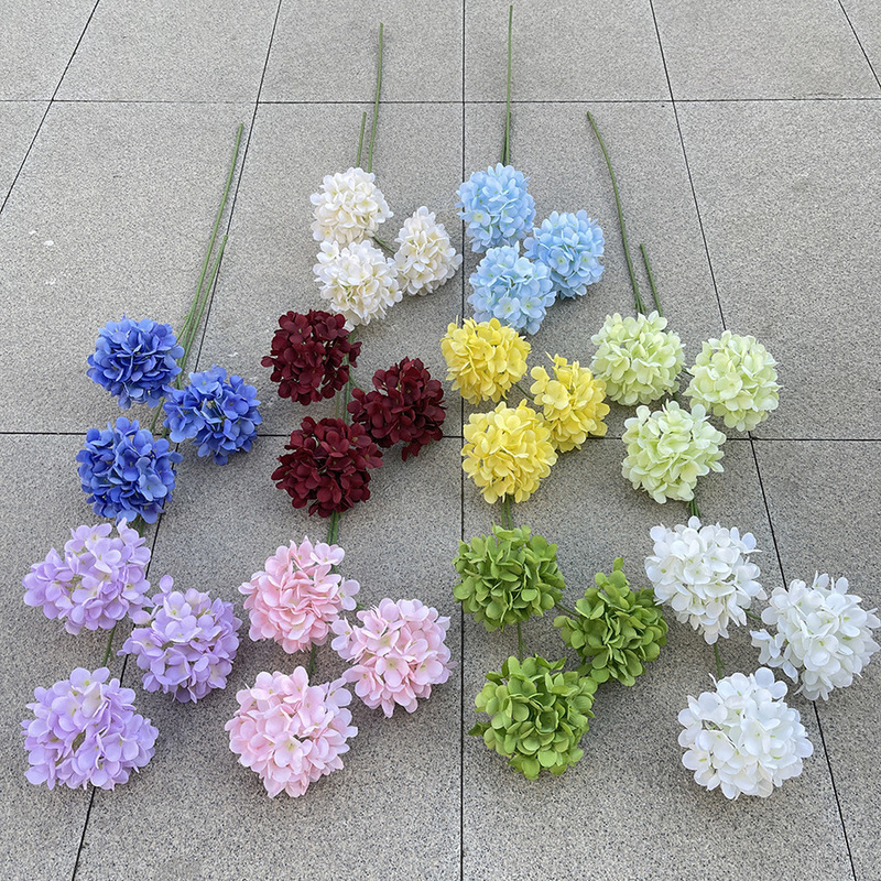 3 Mini Wooden Hydrangeas, Artificial Flowers, Fake Roses for Wedding and Home Decoration, Wholesale