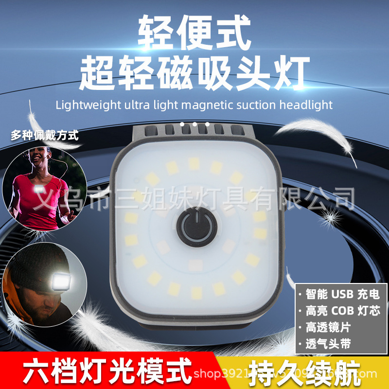 New multi-function cross-border explosion led multi-function headband light ultra-thin running light headlight clip light cob