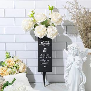 Cross-border cemetery grave metal funeral memorial flower stand with marker flower ornament for lawn yard outdoor