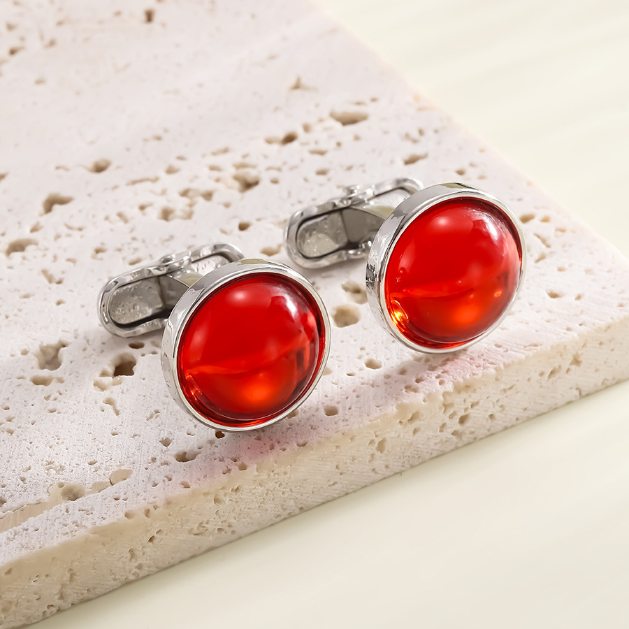 Manschettknappar med ädelsten för herrskjorta retro stil_voghion.com