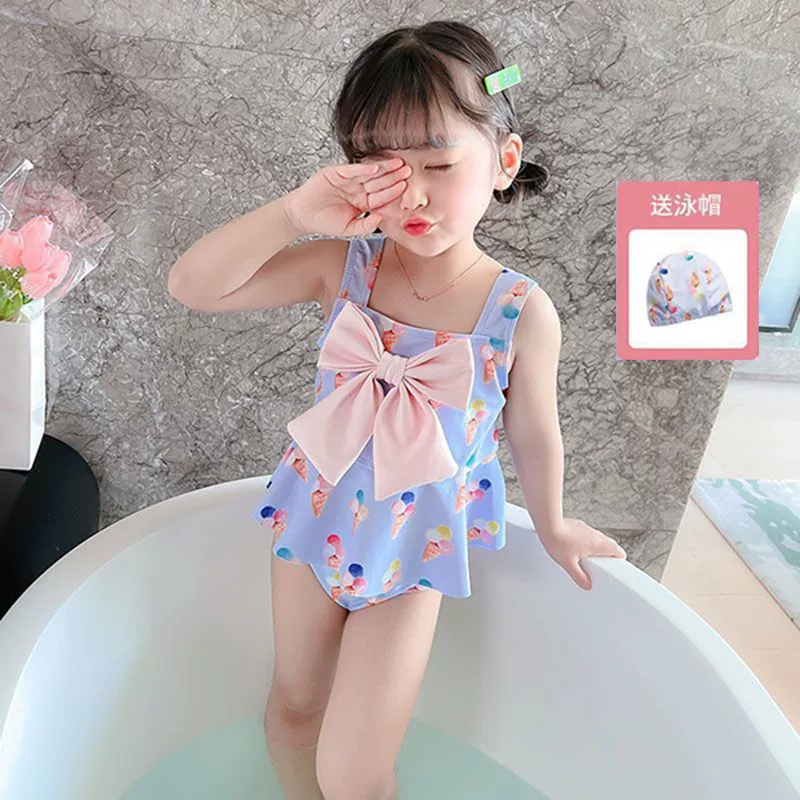 Детский купальник 2024 для девочки, цельный, новый стиль, маленькая принцесса, популярный розовый купальник, модный