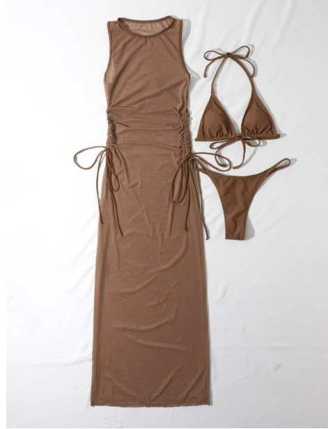 Frau Einfarbig 3-Teiliges Set Bikinis Bademode display picture 1