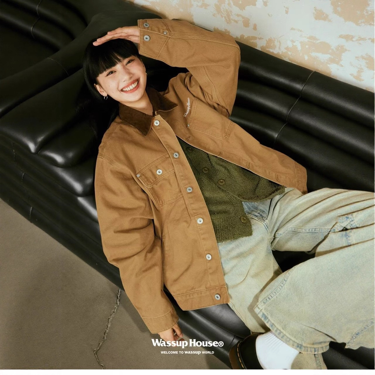 Turn-Down Collar Detroit Work Jacket Men's American Retro Casual Cardigan Stylish Color-Block Collar Trendy Coat