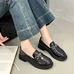 跨境真皮乐福鞋女2025秋季新款一脚蹬英伦风小皮鞋轻便软底懒人鞋