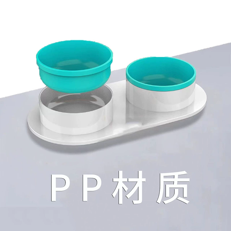 Портативная большая емкость двойная миска для животных из PP смола, миска для кошек и собак, двойная миска, миска для кота