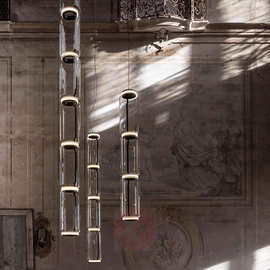 北欧创意玻璃桶设计感flo吊灯轻奢别墅楼梯挑高餐桌吧台隧道灯具