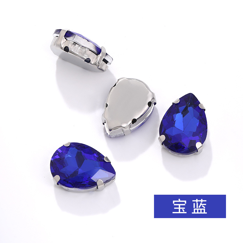 Diamante de garra de forma especial de fondo puntiagudo de gota de agua, soporte de fondo K blanco que no se desvanece, vestido de novia de bricolaje, accesorios, accesorios, taladro de garra cosido a mano