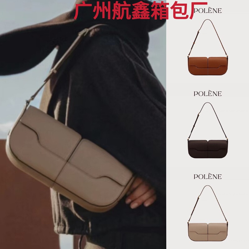 Popular Polene Baguette Bag Genuine Leather Niche Designer Osmo Shoulder Bag Crossbody Bag