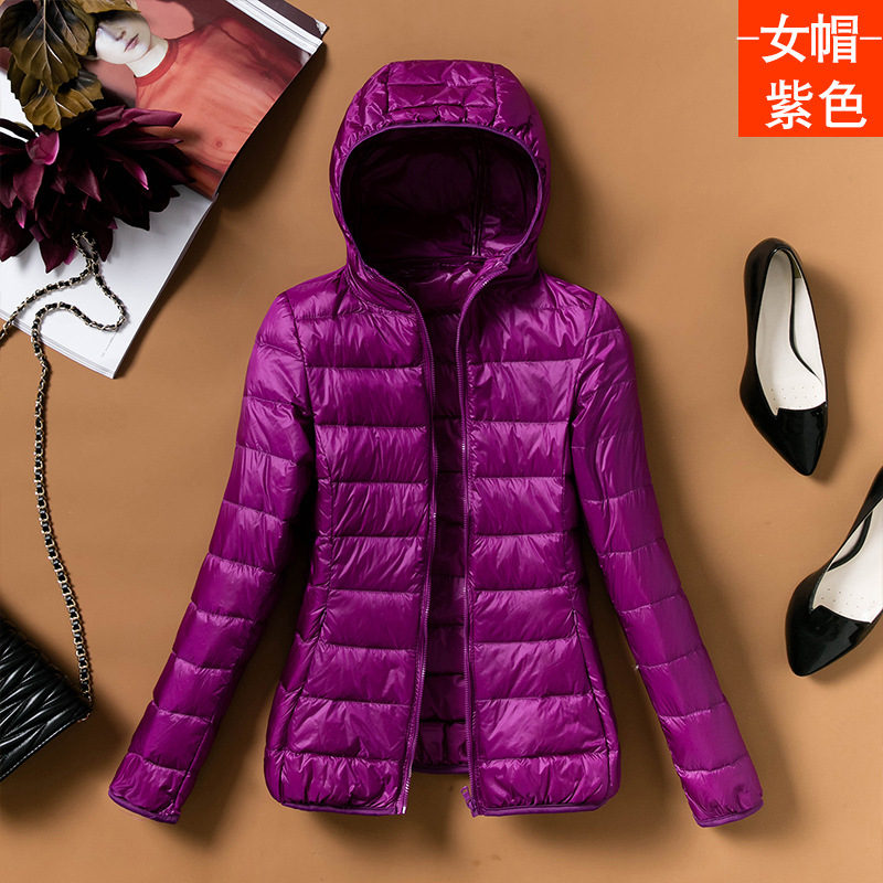 [Wholesale price] light down jacket 2023 new short hooded fashion slim autumn and winter large size coat women's clothing