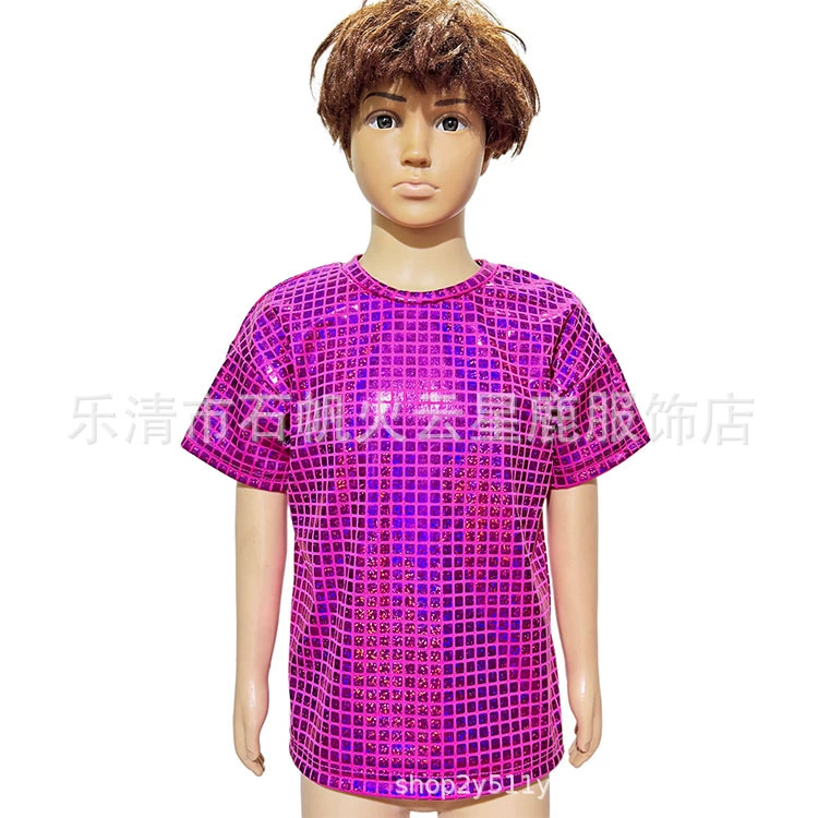 Children's nail sequins, women's watch for adults for men and women, shiny suit, short sleeve T-shirt