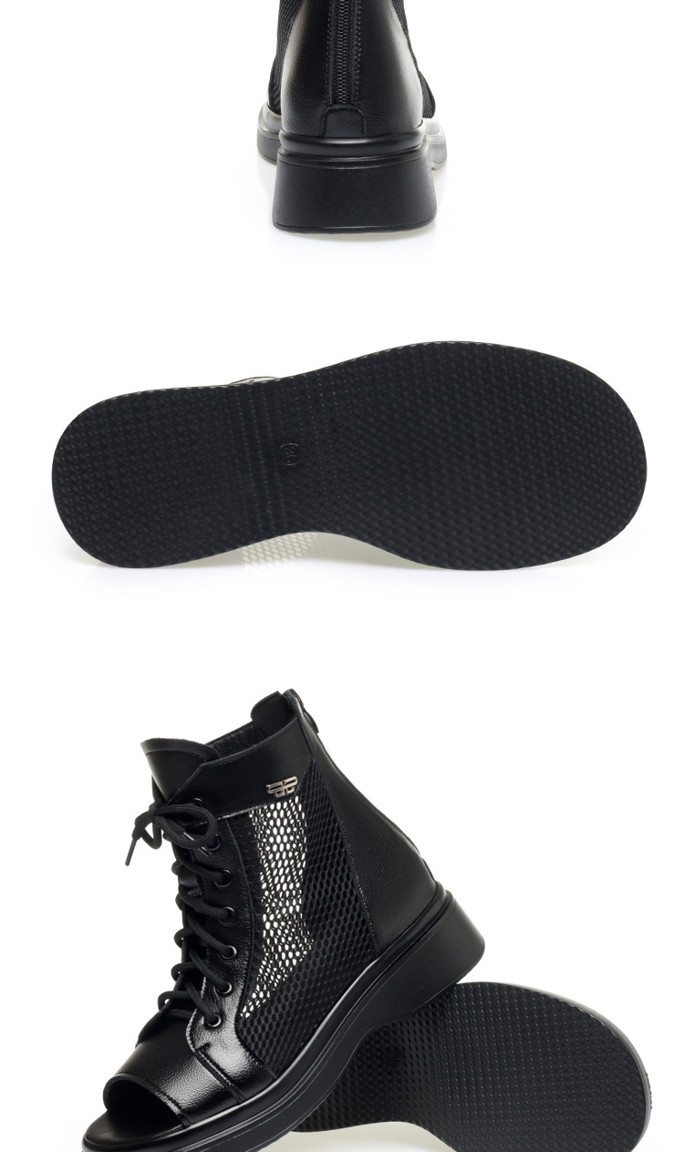 Boot lưới nữ đế dày thoáng khí cổ thấp dáng Martin — Màu đen chi tiết 18