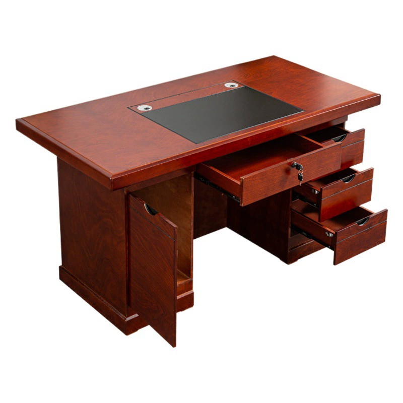 Офисный стол Компьютерный стол Офисный Китайский Письменный Стол Босса Простой бытовой одноместный стол Комбинация столов и стульев из цельного дерева