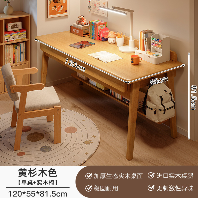 Escritorio de madera maciza, escritorio de estudio en el hogar para estudiantes, escritorio, apartamento pequeño, mesa pequeña integrada contra la pared, escritorio para computadora con cajón