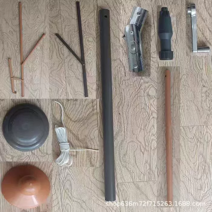 Запасные части для аксессуаров для уличных зонтов, включая средний стержень, ребра зонта и вращающуюся ручку.