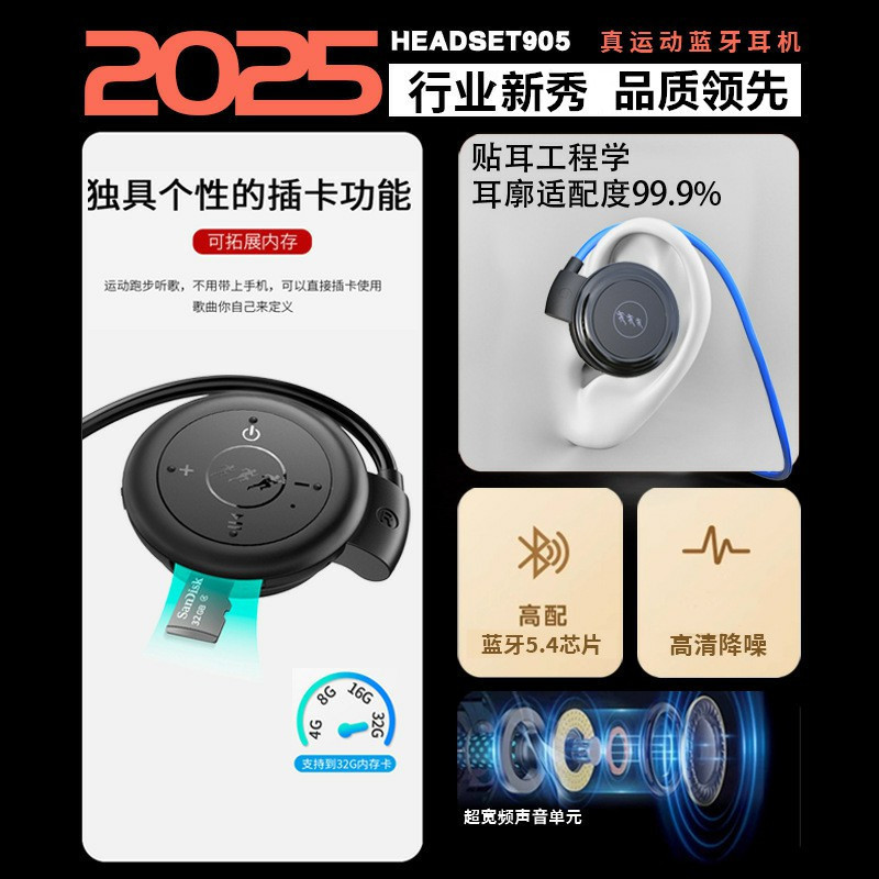 新款头戴式运动蓝牙耳机无线MP3播放器可插卡5.0不入耳挂耳式耳机|undefined