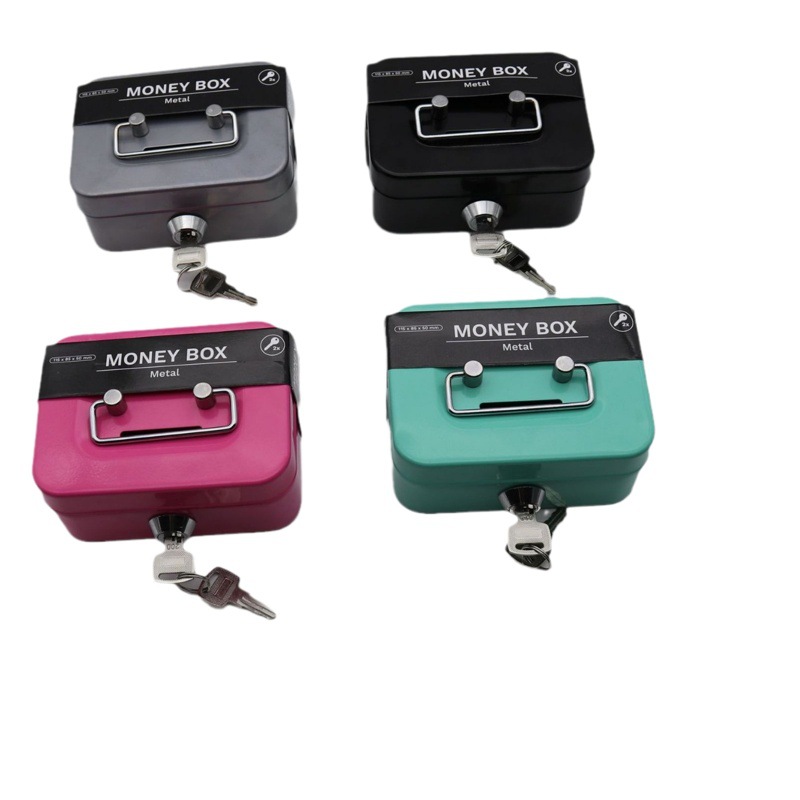 Nueva caja de almacenamiento de alcancía portátil creativa transfronteriza tamaño pequeño con caja de almacenamiento de claves caja de monedas con cerradura alcancía