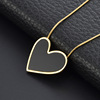 Black necklace heart-shaped, pendant stainless steel, golden accessory, light luxury style, 750 sample gold