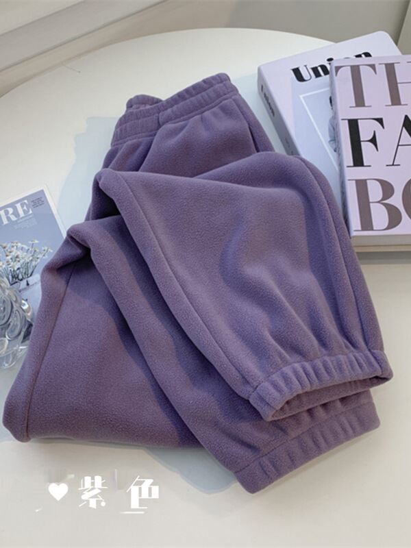 Thickened Double-Sided Polar Fleece Pants, Pajamas, Women's Autumn and Winter Loose Large Size Outer Wear, Casual Warm Sleeping Home Pants